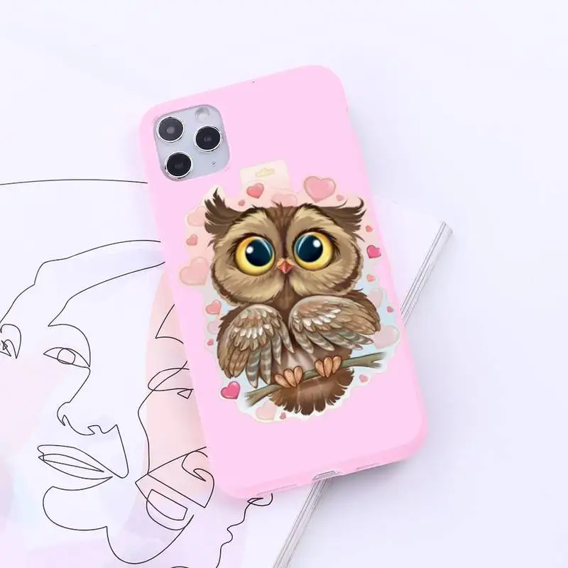 

Owl Cute animal cartoon Anti-fall shell Phone Case Candy Color for iPhone 6 7 8 11 12 s mini pro X XS XR MAX Plus