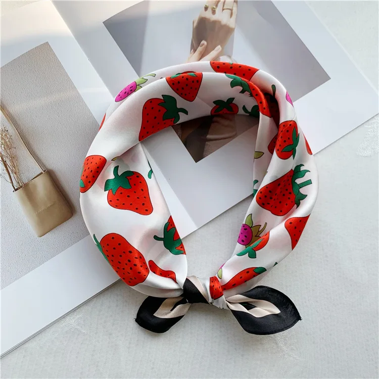 

2021 Women Square Neck Hair Scarves 100% Silk Scarf Foulard Shawls And Wraps Bandana Neckerchief Poncho Headband Hijab 53*53cm