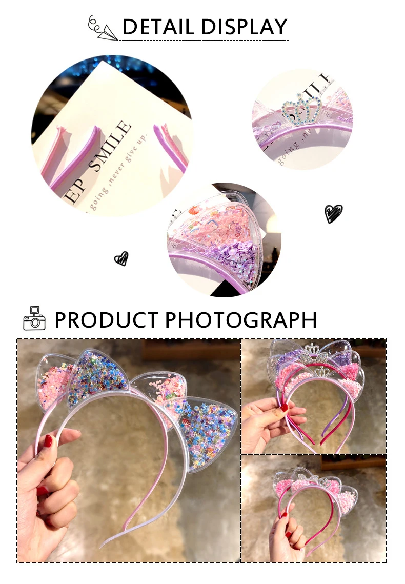 Новый дизайн детская Милая повязка на голову с кошачьими ушками модные милые