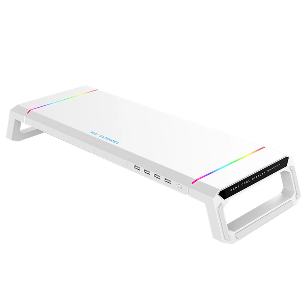 

RGB Desktop Monitor Stand Holder USB 2.0 Universal Laptop Stand Base Multi-Function Computer Screen Riser Holder for Home Office