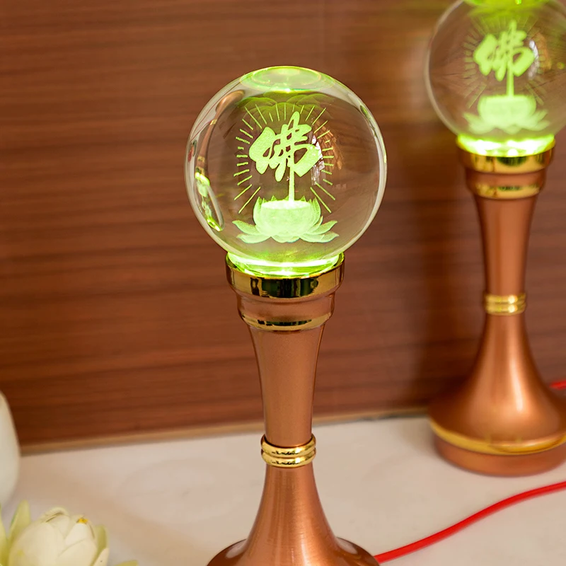 Wholesale Buddhist supplies HOME family Protection 2PCS Temple shrine enshrine worship crystal lotus color lamp | Дом и сад