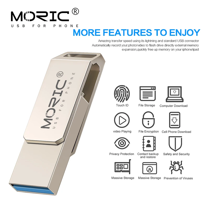 Moric USB драйвер pendrive 64 ГБ для IOS флеш накопитель U диск 16 32 Гб usb флешка 128 256 Флешка
