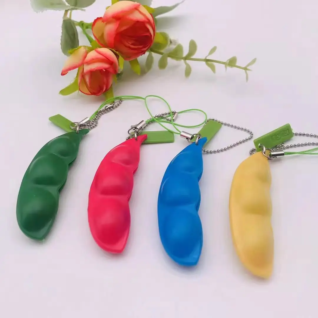 NEW Colorful Infinite Squeeze Edamame Peanut Figet Stress Toys Peas Beans Keychain Fidget Decompression Anti Adult Gift | Игрушки и