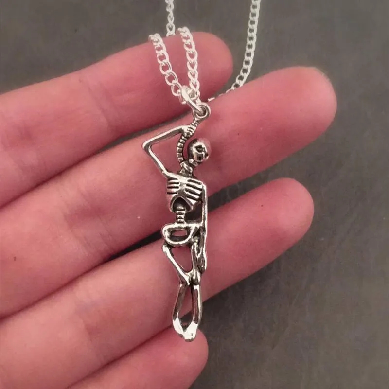 Ожерелье со скелетом, подвесное ожерелье со скелетом, ожерелье для вечеринки, костюм ведьмы, костюм зомби, готическое ожерелье, ожерелье ведьмы