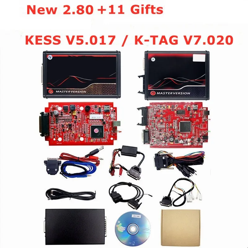 Онлайн Kess V5.017 OBD2 менеджер Тюнинг Комплект EU красный KESS 2 80 KTAG V7.020 4 LED BDM Рамка 22 шт.