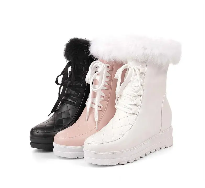 

Women Boots platform Winter Shoes Women Snow Boots Platform Keep Warm Ankle Winter Boots With Thick Fur Heels Botas Mujer