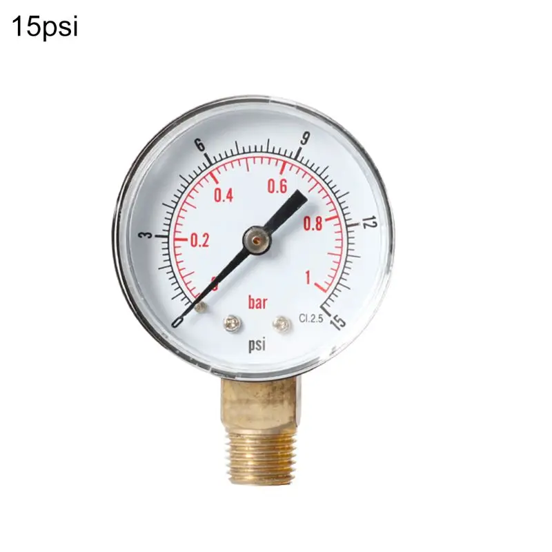 15 psi Манометр 52 мм 1/" BSPT вертикальный 15,30, 60100150300 фунтов/кв. дюйм& бар нижнее Крепление - Цвет: 15 psi