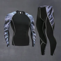 2 pcs mens compression tight sportswear suit gym leggings training suit exercise jogging sports suit body armor sportswear