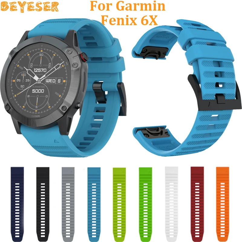 Удобный Силиконовый браслет для Garmin Fenix 6X Pro 5X Plus умные аксессуары 26 мм