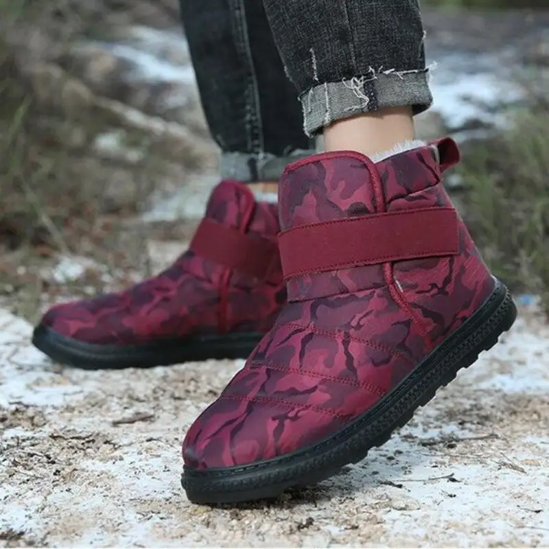Мужские ботильоны на плоской подошве слипоны Мужская зимняя теплая обувь