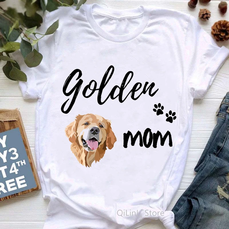 Just A Girl Who Loves Golden Retrievers Graphic Tees Women Pet Dog Mom/Lover Mothers Day Gift Funny Tshirt White T-Shirt Summer