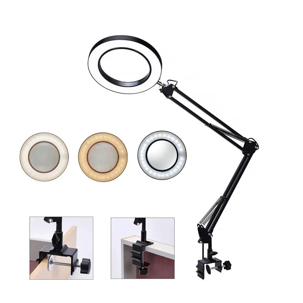 

Welding Magnifying Glass with LED Light 5X LED Light Table Auxiliary Clip Loupe Hand Soldering Repair Tools Home Lighting