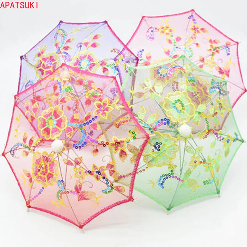 

1:3 1:4 Miniature Doll Accessories Handmade Umbrella For Barbie Dollhouse Decoration For BJD Dolls Transparent Gauze Girl Gifts