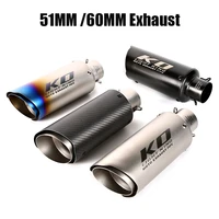 51mm 60mm universal exhaust tips escape muffler vent pipe with removable db killer silencer slip on motorcycle street bike atv