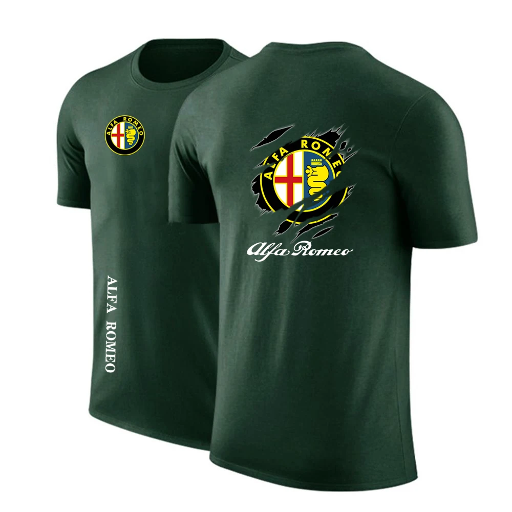 

New Men Creative Design Alfa Romeo Tshirt Tees Solid Color Short Sleeves Cotton Hip Hop Fashion Print Casual Tops