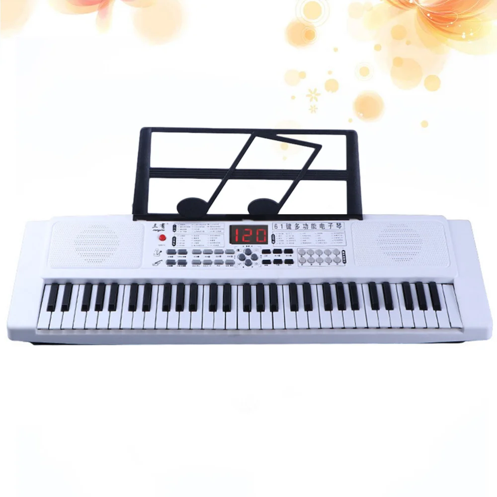 

61 Keys Electronic Piano Multi-function LED Display Piano Early Educational Instrument for Kids (Black)