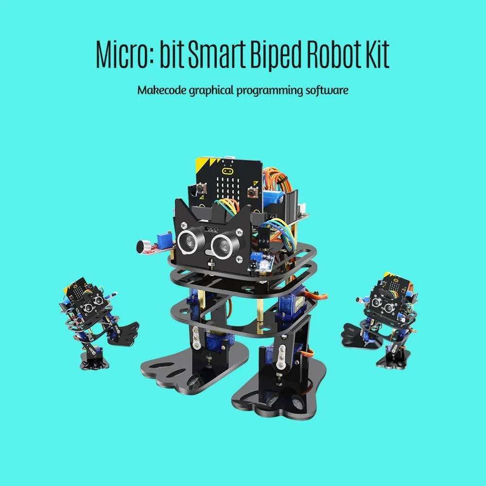 

micro: bit Smart Biped Robot Kit Support Graphical Programming for STEM Education DIY Toy with Infrared Remote Control for