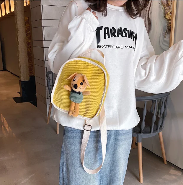 Вельветовый рюкзак женская модная универсальная сумка для девочек стильный