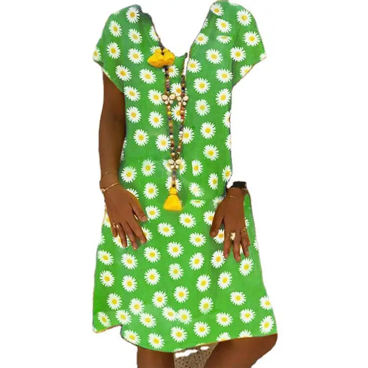 

New Style Hot Sale European and American Women's Dresses New V-neck Print Dress Dress Print V-Neck Casual