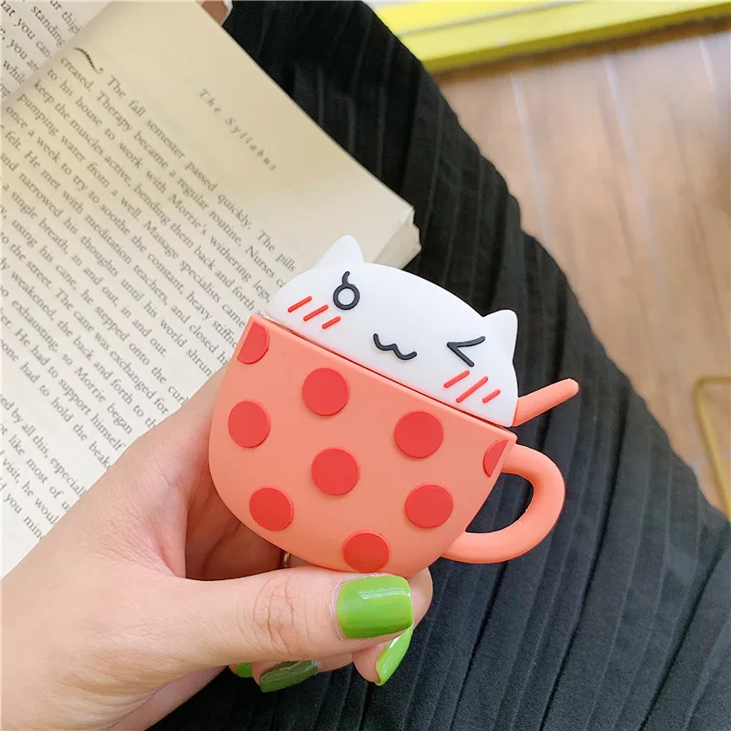 Симпатичный мультяшный 3D чехол с чашкой удачи для Airpods 1 2 Беспроводная