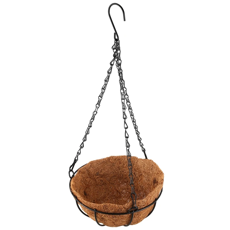 AYHF-Black Growers Hanging Basket Planter with Chain Flower Plant Pot Home Garden Balcony Decoration-8inch | Дом и сад