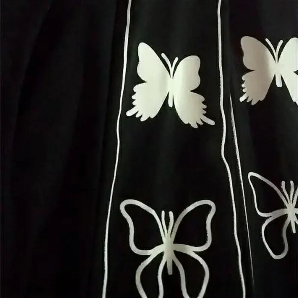 

Korean Butterfly Print Trousers Baggy Harajuku Casual Streetwear High Waist Gothic Dark Style Plus Size Loose Straight-Leg Pants