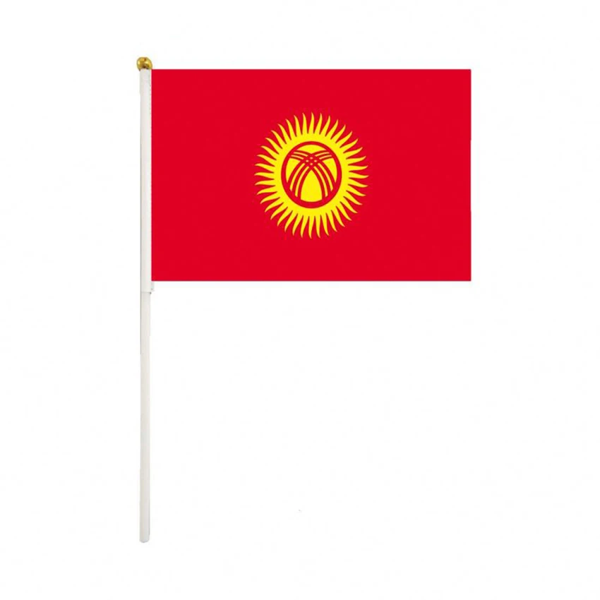 

2020 Promotional KYRGYZSTAN National Logo Hand Flag Custom Design Vivid Color For Cheering Hot Sale Product