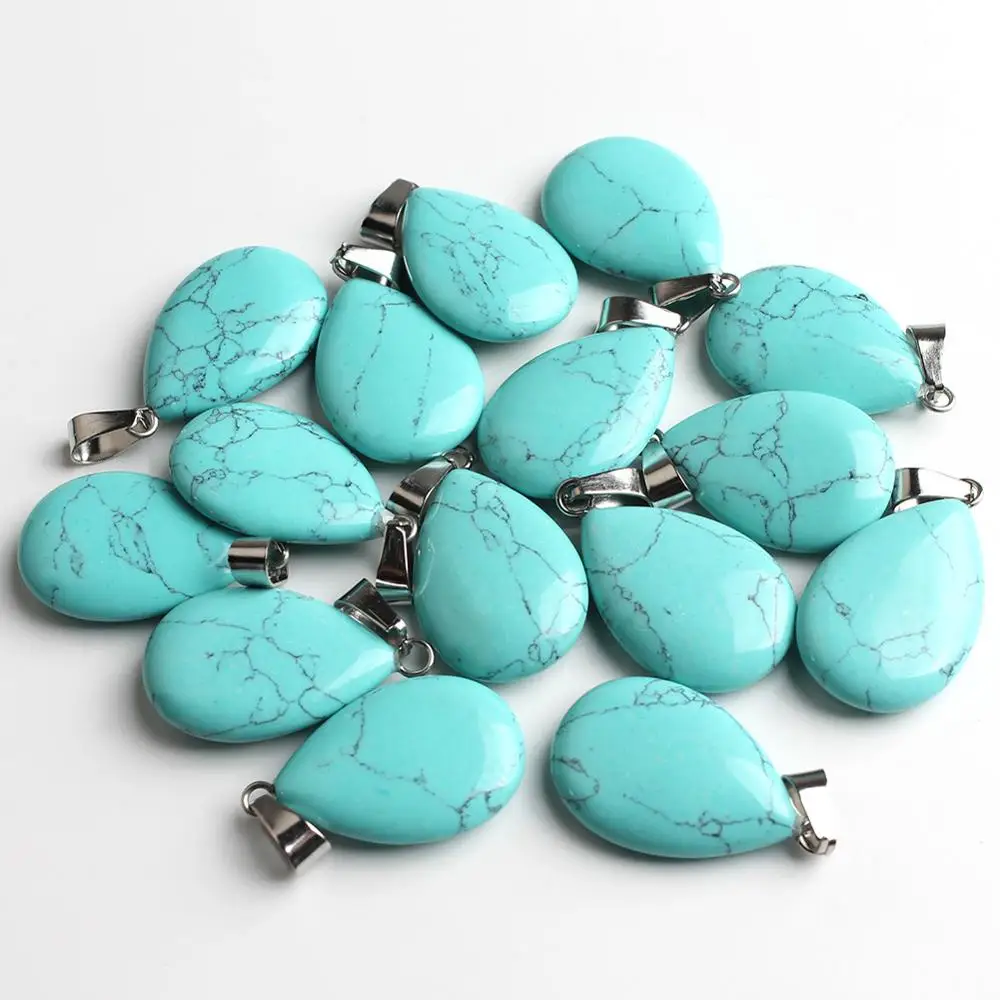 Turquoise 10 шт./лот, подвески в форме капли воды, подвески, подвески с кварцевым тигровым глазом, бирюза, унакит, подвеска для ювелирных изделий, сделай сам, браслет - Цвет: Turquoise
