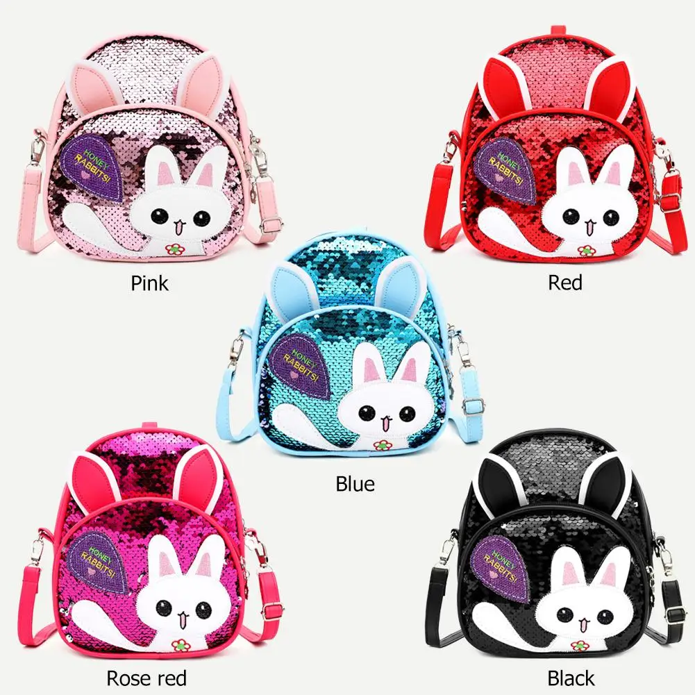 

Cute Rabbit Ear Sequins Backpack Girls Kids School PU Leather Knapsack Kawaii Children Bag Bolsas Mochila Sac A Main Rucksack