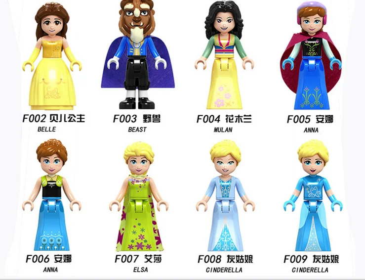 Legoing Friends фигурки Belle Beast Mulan Анна Золушка блоки набор совместимых Legoings принцесса