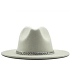 Женскаямужская фетровая шляпа с широкими полями, с металлической цепочкой