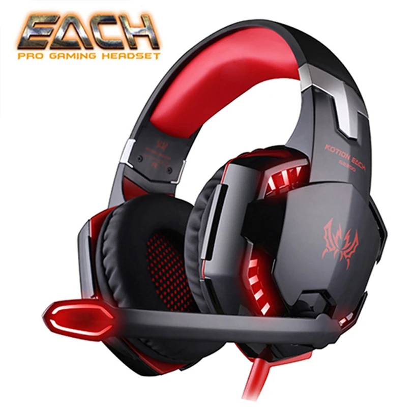 Игровые наушники KOTION EACH Casque светодиодный Ной подсветкой с микрофоном для
