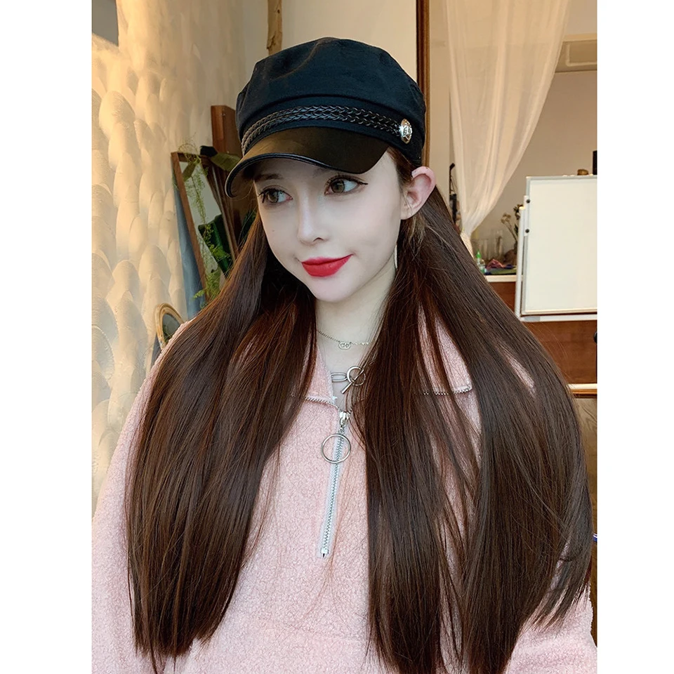 MIYOU синтетические темно-синие Шапки из термостойкого волокна Длинные прямые