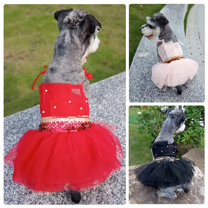 Длинное Тюлевое платье для собак одежда маленьких и средних платья животных
