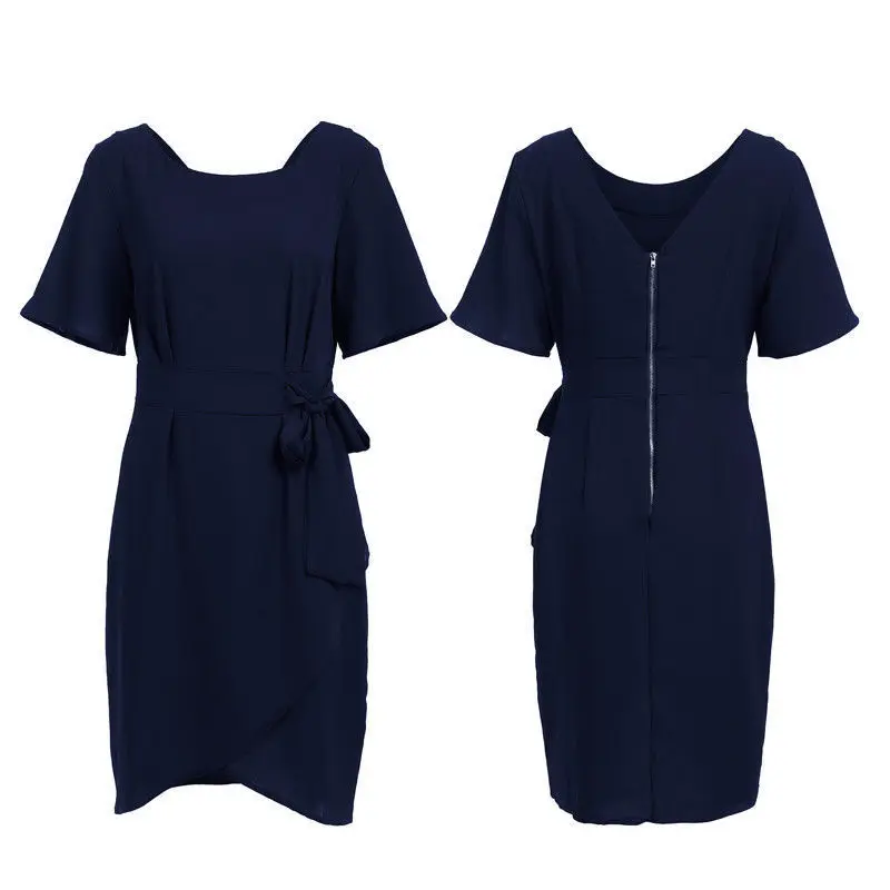 2019 модное женское сексуальное платье с О образным вырезом и коротким рукавом