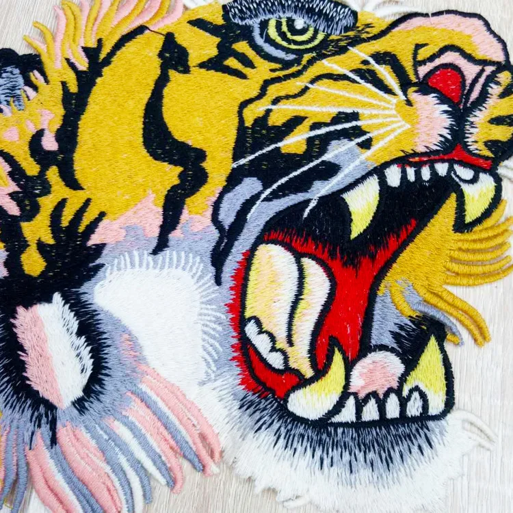 2019 Stylish Delicate Embroidery Large Tiger Head Patch DIY Accessories Cloth Sticker Animal Application T-Shirt Skirt | Аксессуары для