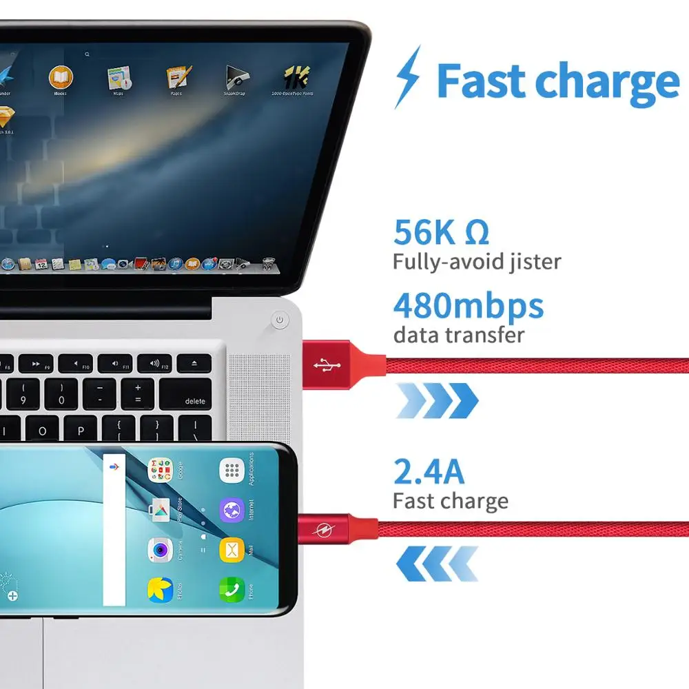Бесплатная доставка кабель Micro USB для зарядного устройства [сертифицирован Apple MFi]