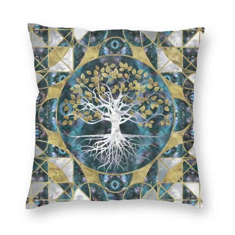 

Tree Of Life Marble And Gold Cushion Cover Double Side Vikings Yggdrasil Throw Pillow Case for Car Custom Pillowcase Home Decor