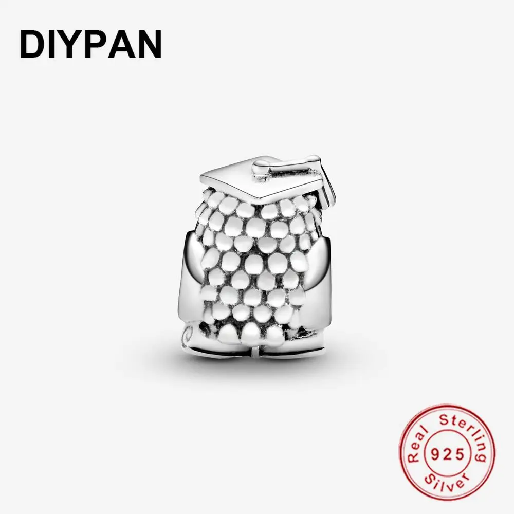 

Fit Original Pandora Charms Bracelets 925 Silver Owl Graduation Charm Beads For Jewelry Making Women Berloque