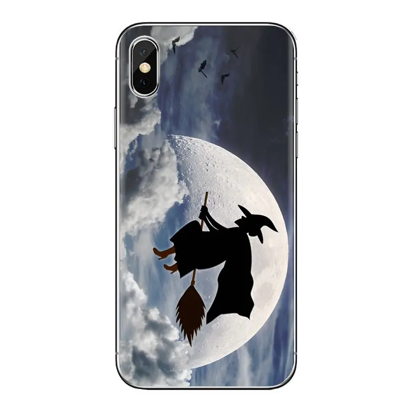 Силиконовый чехол на Хэллоуин летящая ведьма метла луна для Xiao mi 4 5 5s 6 A1 A2 5X6X8 9 Lite SE