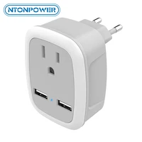 ntonpower european travel plug adapter international power plug with 2 usb 3 in 1 adapter for germany france greece spain etc