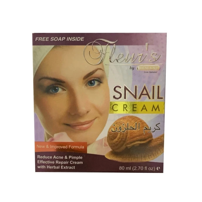 Hemani Крем для лица с экстрактом улитки омолаживающий Fleur's Snail 80 гр мыло в подарок