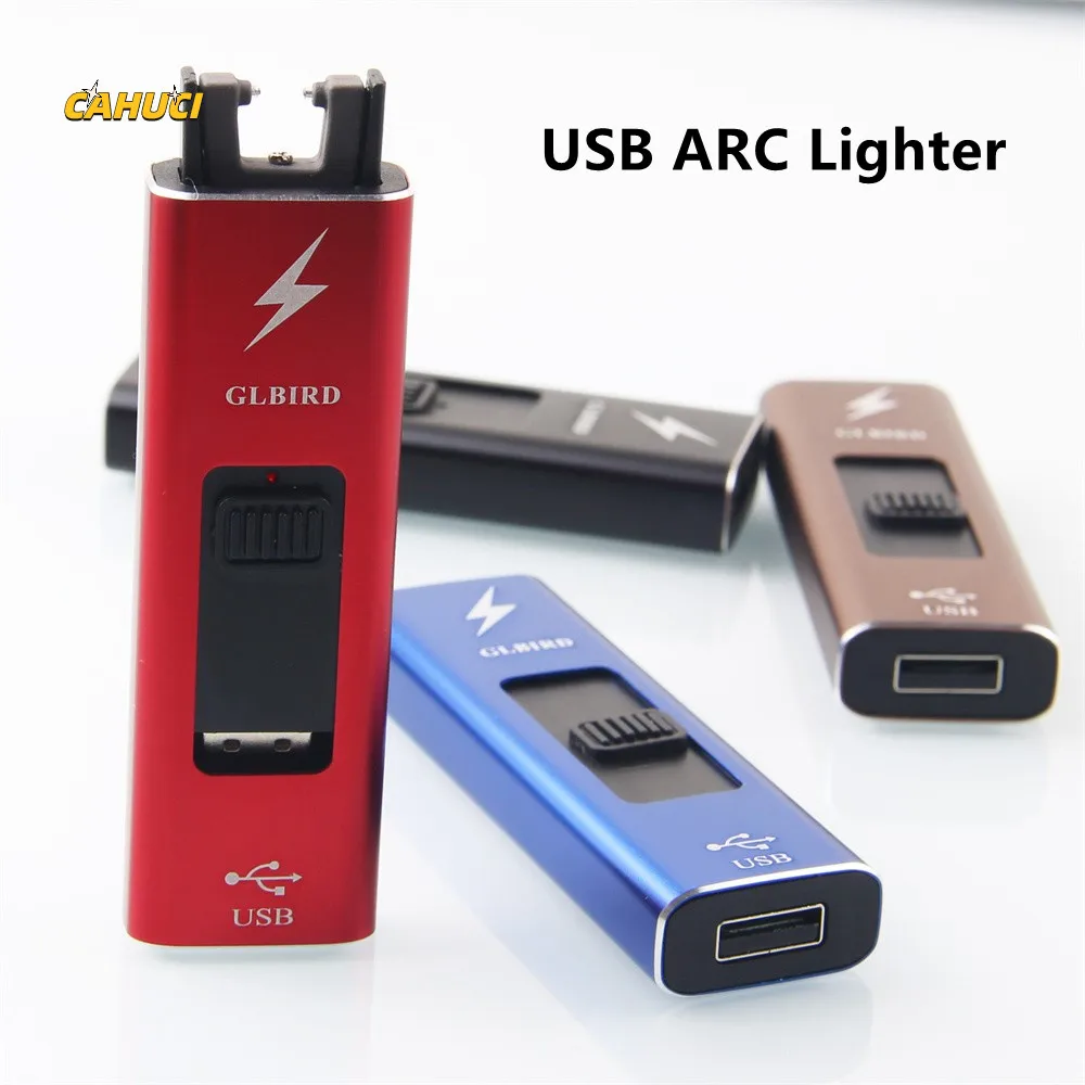 Touch Screen Rechargeable Lighter USB Charging Lighters Flameless Windproof Metal Electric Arc Cigarette Lighter Outdoor