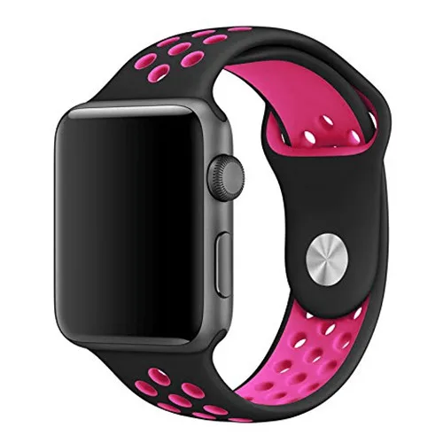 Ремешок для apple watch band 44 мм 40 мм correa apple watch 4 3 band 42 мм/38 мм iwatch спортивный силиконовый ремешок-браслет аксессуары для часов - Цвет ремешка: black pink 22