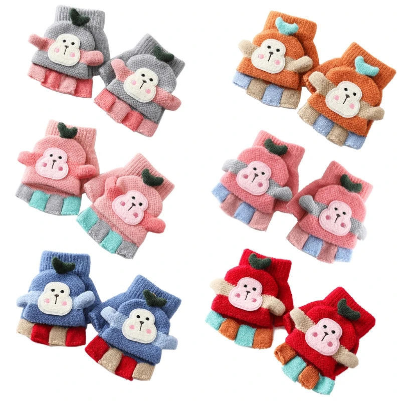 

Kids Winter Knitted Glove with Cute Wool Newborn Mittens Snowdays Fight Warm Mittens Knitted Mittens for Boys Girls