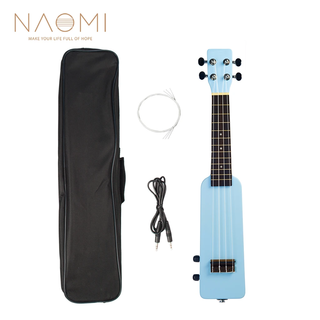 NAOMI 21 ''23'' электрический набор укулеле Радуга Ukelele W/3,5 мм и 6,35 мм выходы дополнительная струна укулеле сумка комплект для начинающих/студентов - Цвет: BLUE