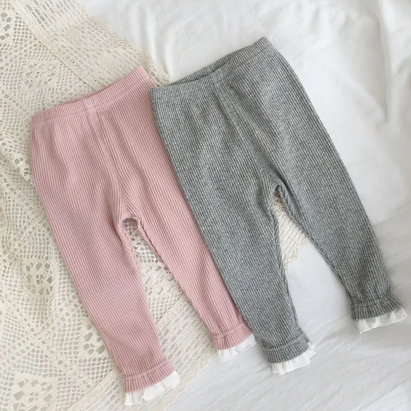 

2021 Girls Autumn Pitted Lace Trousers Fall Clothes for Kids Winter Pants for Kids Sweatpants for Girls Kids Autumn