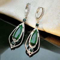 woman trendy jewelry vintage earrings ear hook wedding gifts dangle alloy green stone earring