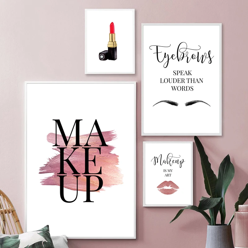 

Eyelash Lipstick Fashion Poster Makeup Wall Art Painting Picture Girl Gift Beauty Salon Wall Prints Girls Room Wall Decor