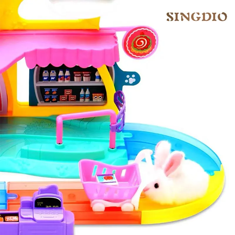 Детский парк аттракционов детский город удивительный трек рельсовый набор